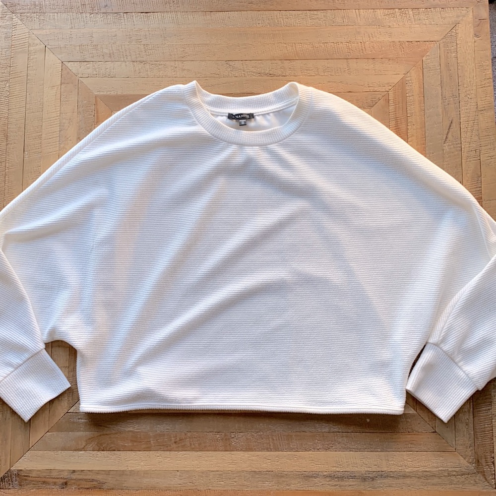 Ribbed Bat Sleeve Sweater